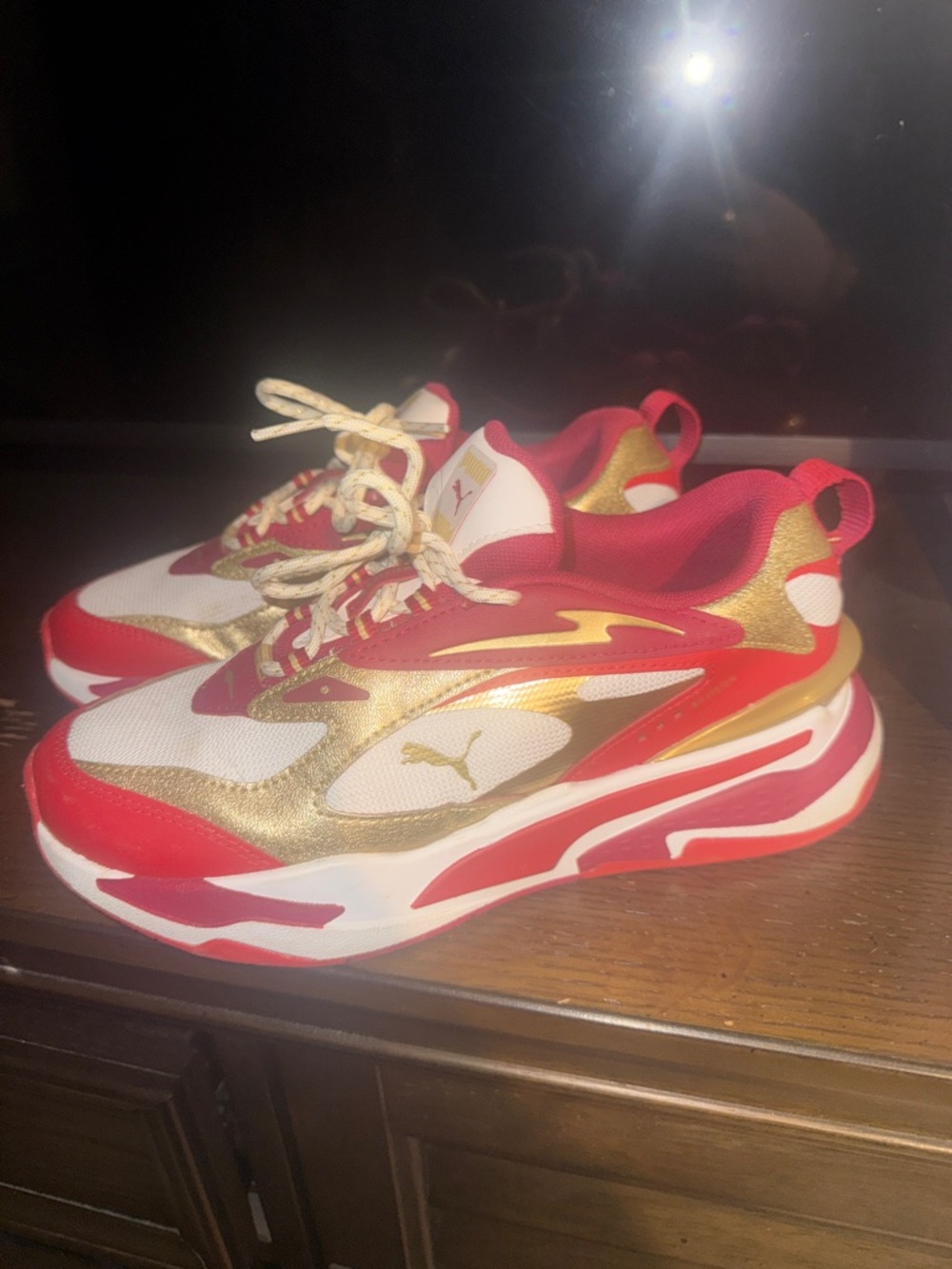 Puma Kids Red, Gold & White Chunky Sneakers